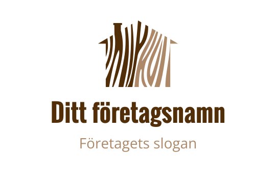 Stiliserad huslogo med trästruktur i bruna nyanser