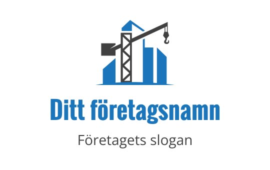 Modern logotypdesign med en kran och blå byggnader