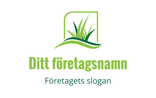 Modern grön logotypdesign med stiliserat gräs och en böjd linje