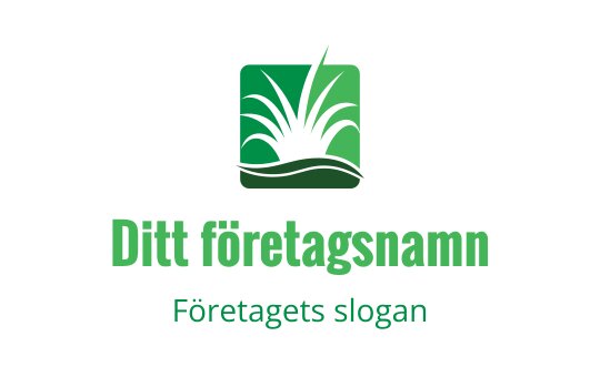 Modern grön logotypdesign med stiliserat gräs och flödande linjer