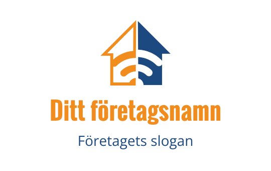 Modern logotypdesign med en hus-silhuett och trådlösa signaler