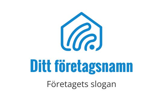 Modern blå logotypdesign med en hexagon och vågmönster