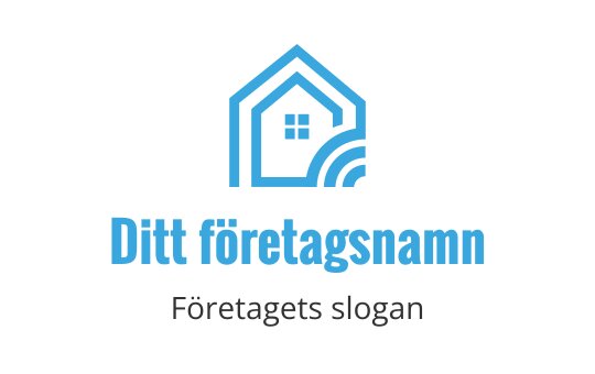 Modern blå huslogo med stiliserat tak och böjda linjer