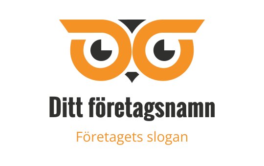 Modern uggla logo design med orangea accenter och fet typografi