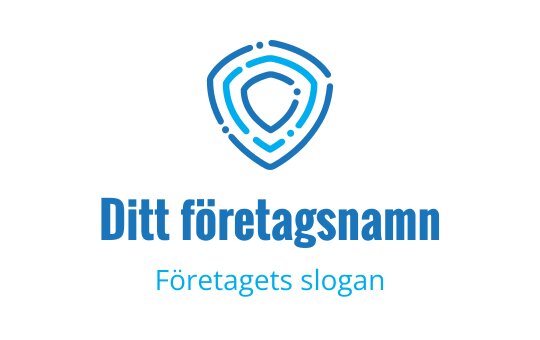 Modern blå sköldlogo med lager av konturer och cirkulära accenter