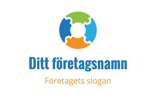 Färgglad pusselbit logo design med blå, grön och orangea element