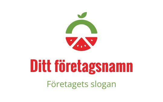 Lekfullt vattenmelonlogo med grön blad och röda segment