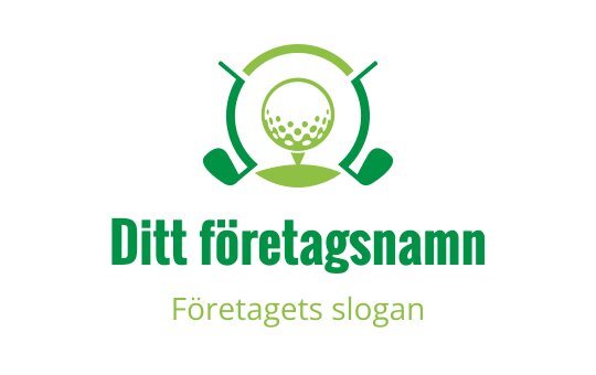 Modern golf logo med en golfboll och klubbor i gröna nyanser
