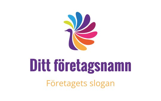 Färgglad påfågel logo design med livliga, virvlande fjädrar