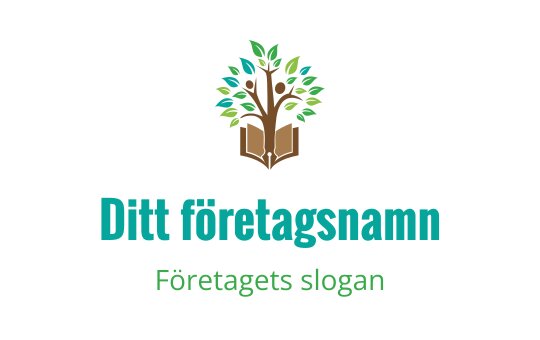 Modern logotypdesign med ett träd som växer ur en öppen bok