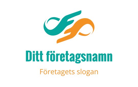 Dynamisk logotypdesign med sammanflätade teal- och orangeformer