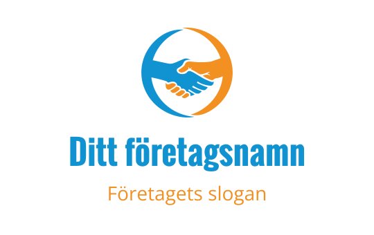 Modern logotypdesign med handskakning i blå och orange cirkel