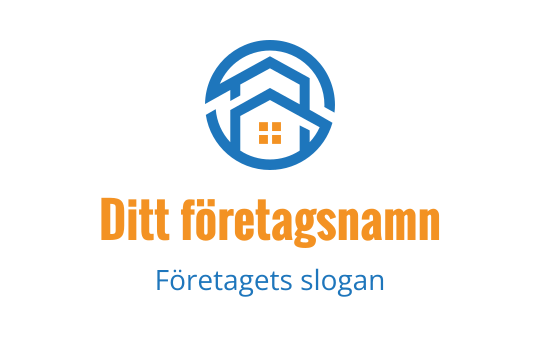Modern huslogo med blå och orangea element