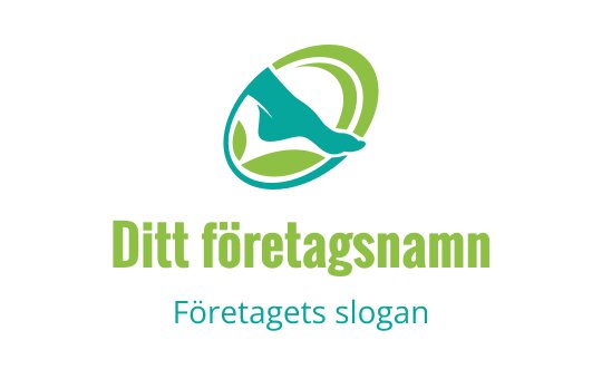 Modern logotypdesign med en stiliserad fot inom en grön cirkel