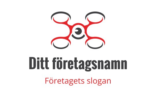 Modern logo design för en drönare med röda accenter och cirkulära propellrar