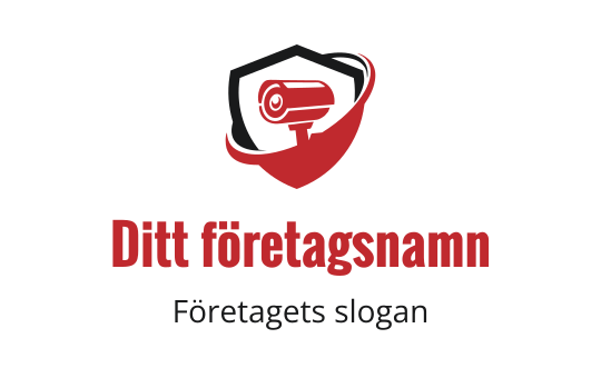 Fet logotypdesign med en säkerhetskamera inom en sköldform