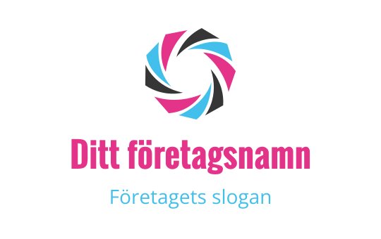 Färgglad spiral logo design med rosa, blå och svarta element