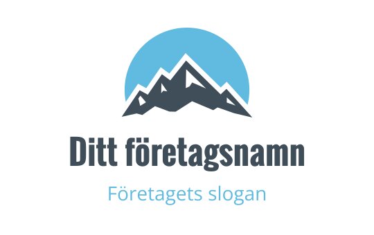Bergslogo med en blå cirkel och mörka toppar