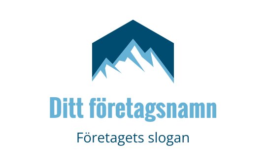 Modern bergslogo med en blå geometrisk form