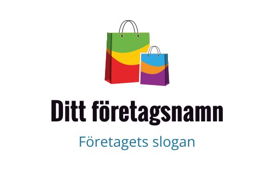 Färgglad logo design med shoppingväskor och livliga mönster