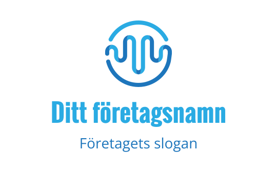 Modern blå logo med ett cirkulärt vågmönster