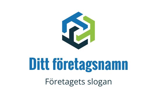 Modern hexagonal logotypdesign med sammanlänkade former i blått och grönt