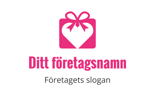 Lekfullt rosa presentlåda logo design med hjärt- och rosett-element