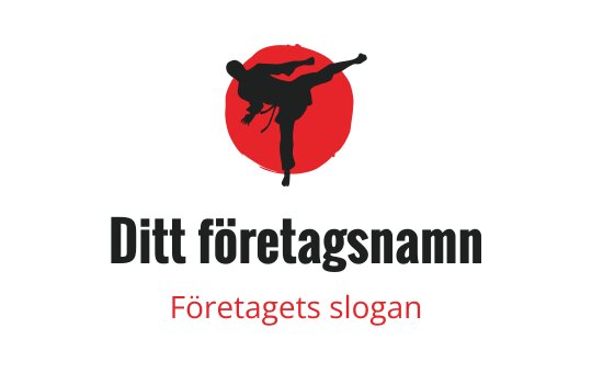 Dynamisk logo design för kampsport med en sparkande silhuett mot en röd cirkel