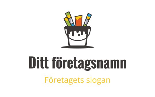 Lekfullt logotypdesign med en leende färgburk och färgglada penslar