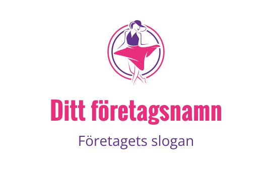 Elegant logotypdesign med en dansare i en rosa kjol och cirkulär ram