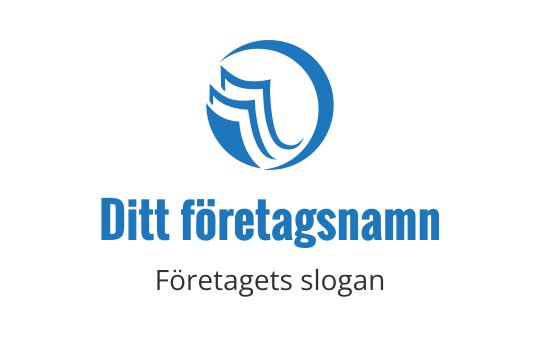 Modern blå logotypdesign med flödande vågelement i en cirkulär form