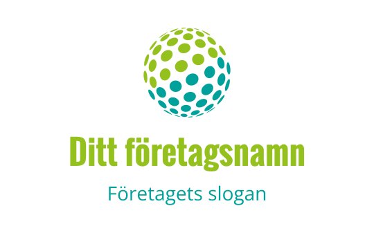 Modern logotypdesign med en färgglad prickig glob och fet text