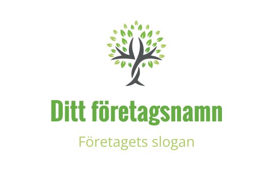 Modern trädlogo med gröna blad och stiliserad stam