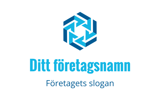 Modern blå geometrisk logotypdesign med sammanflätade pilar
