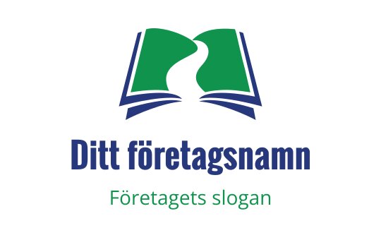 Öppen bok logo design med en grön flod som flyter genom den