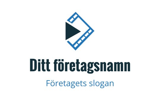Modern logotypdesign med en play-knapp inom en filmremsa