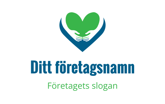 Hjärta-formad logotypdesign med gröna och blå element
