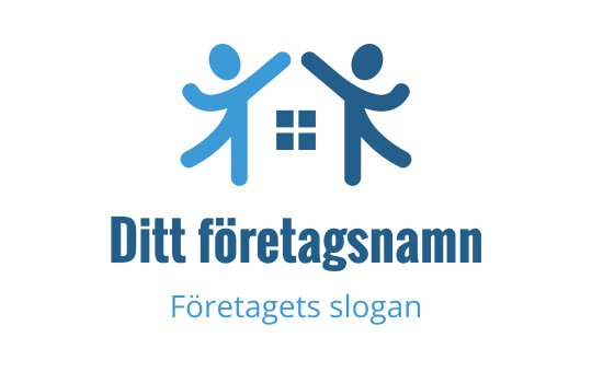 Vänlig logotypdesign med två figurer och en huskontur