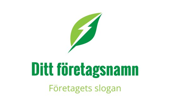 Modern grön bladlogo med en blixtaccent