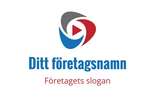 Dynamisk logotypdesign med en play-knapp och virvlande färger