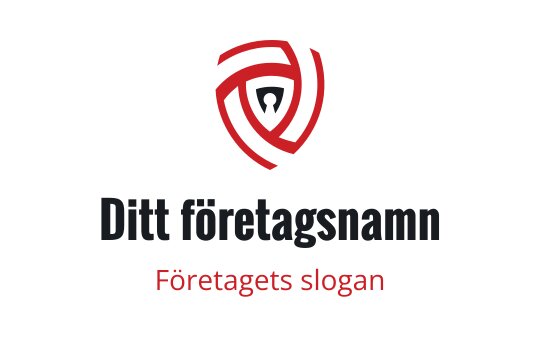 Fet sköldlogo med röda och svarta sammanflätade element