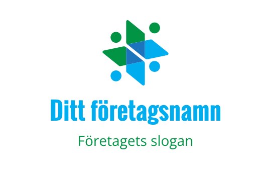 Modern geometrisk logotypdesign med gröna och blå former