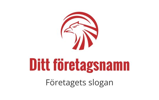 Tydlig örnlogo med röda och svarta inslag