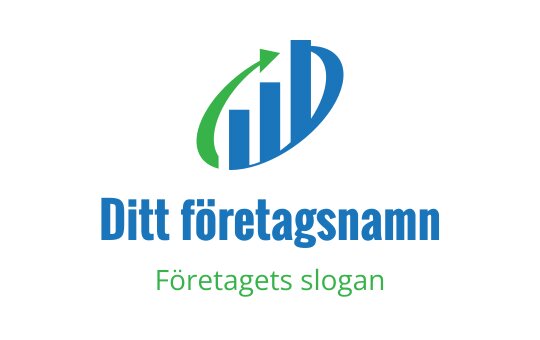 Modern logotypdesign med uppåtgående staplar och en pil i blått och grönt