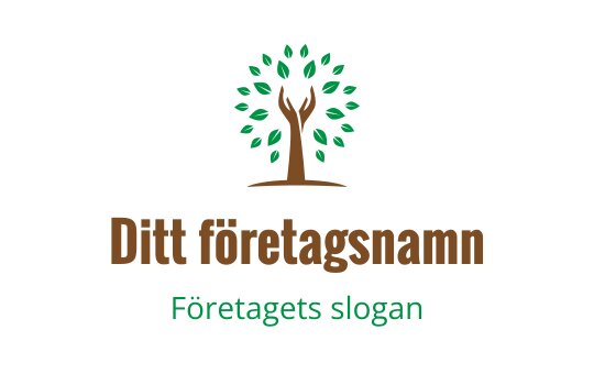 Modern trädlogo med gröna blad och brun stam
