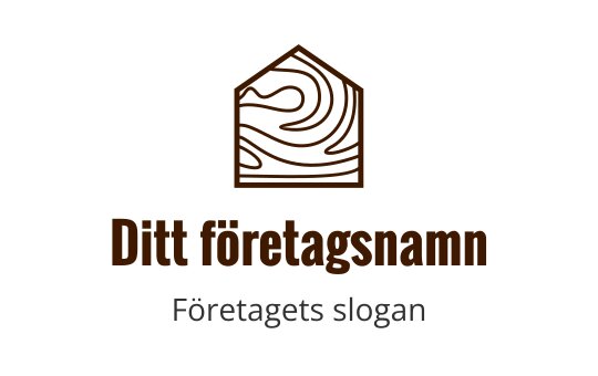 Stiliserad huslogo med vågiga linjemönster i brunt