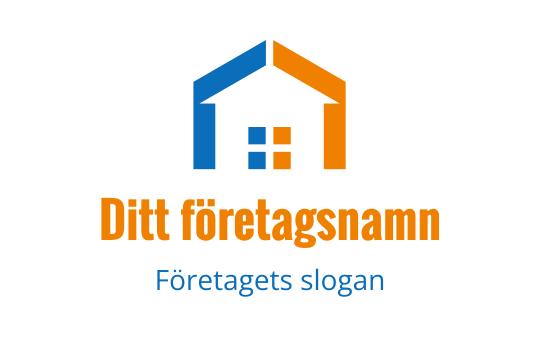 Modern huslogo med blå och orangea element