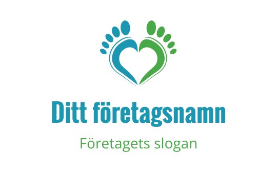 Färgglad logotypdesign med hjärtformade fotavtryck i blått och grönt