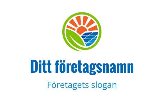 Färgglad logotypdesign med en sol, vatten och gröna blad