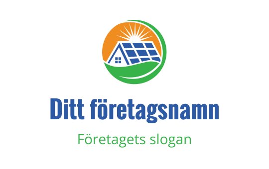 Modern logotypdesign med ett hus, solpaneler och en solstråle